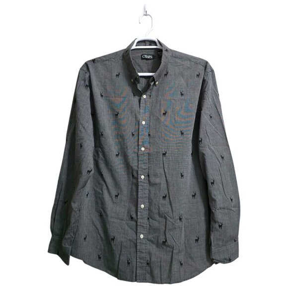 Chaps Gray Deer Buck Casual Button Down Shirt Sz XXL - Picture 1 of 12